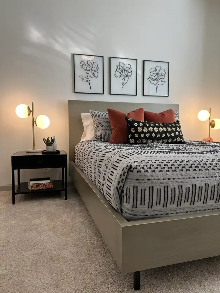 Charleston model apartment bedroom staging
